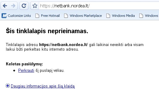 nordea netbank webpage not available