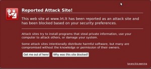 Reported Attack Site Message Screenshot