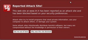 "LRT.LT": ATSARGIAI, VIRUSŲ ATAKA! Reported Attack Site Message Screenshot