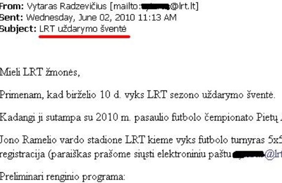 VYTARAS RADZEVIČIUS KOLEGAS PAKVIETĖ Į LRT UŽSIDARYMĄ